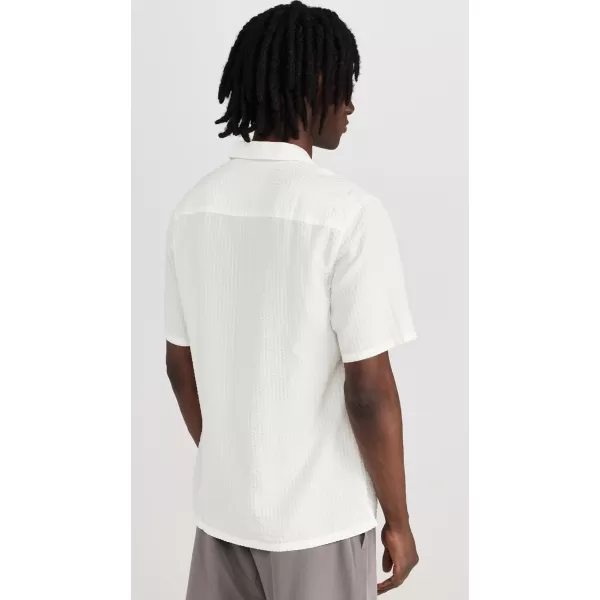 Club Monaco Mens Short Sleeve Camp Collar Seersucker ShirtOff WhiteBlanc Casse