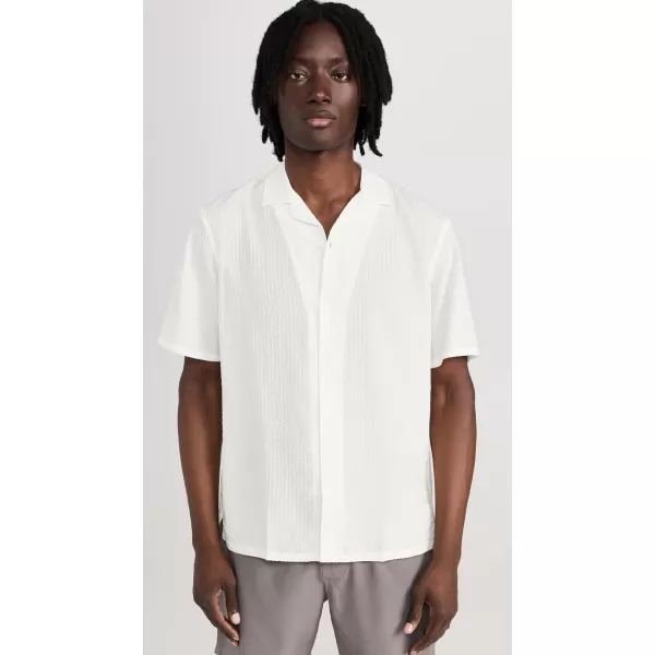 Club Monaco Mens Short Sleeve Camp Collar Seersucker ShirtOff WhiteBlanc Casse