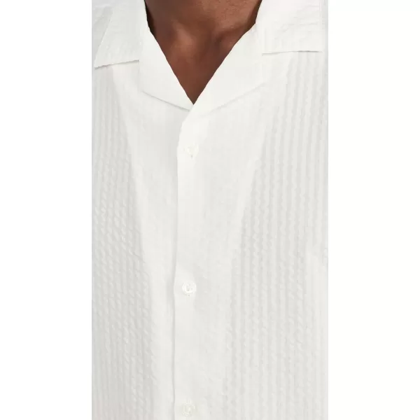 Club Monaco Mens Short Sleeve Camp Collar Seersucker ShirtOff WhiteBlanc Casse