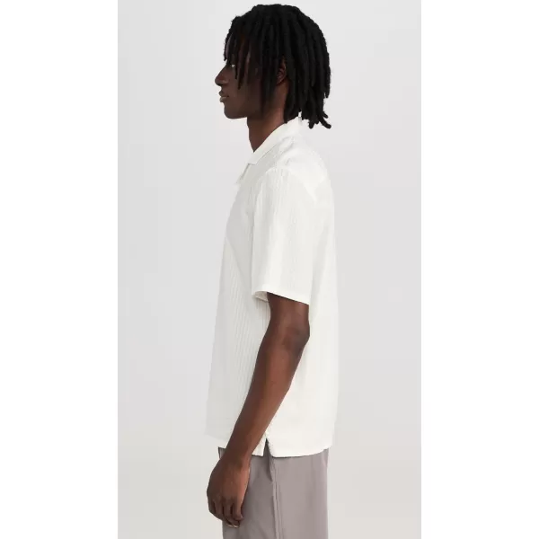 Club Monaco Mens Short Sleeve Camp Collar Seersucker ShirtOff WhiteBlanc Casse