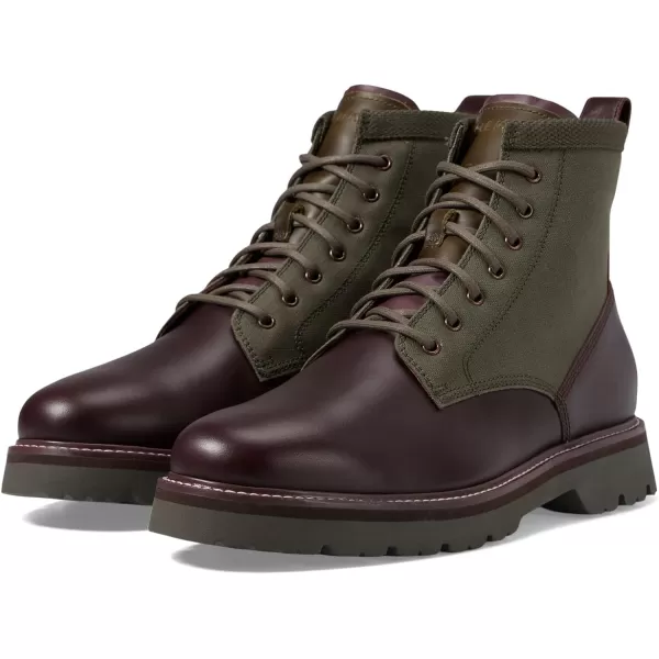 Cole Haan Mens American Classics Plain Toe Boot Waterproof FashionBloodstoneDeep Olive Wax Canvas Waterproof