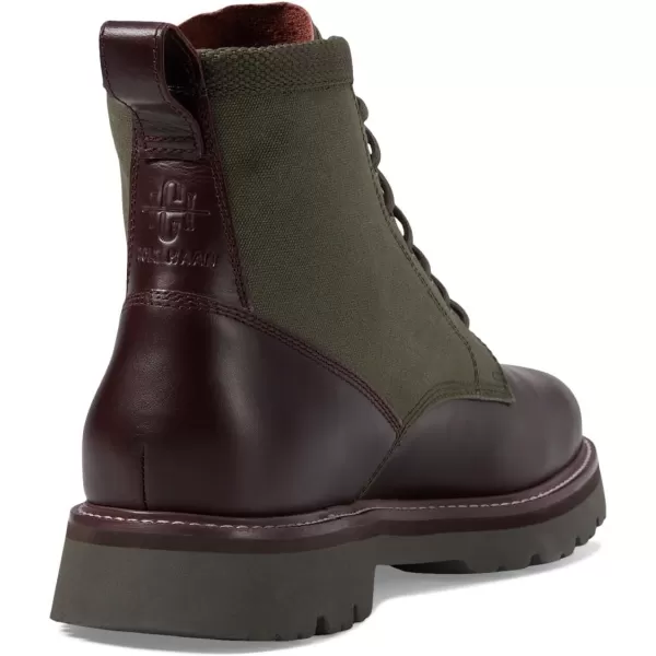 Cole Haan Mens American Classics Plain Toe Boot Waterproof FashionBloodstoneDeep Olive Wax Canvas Waterproof