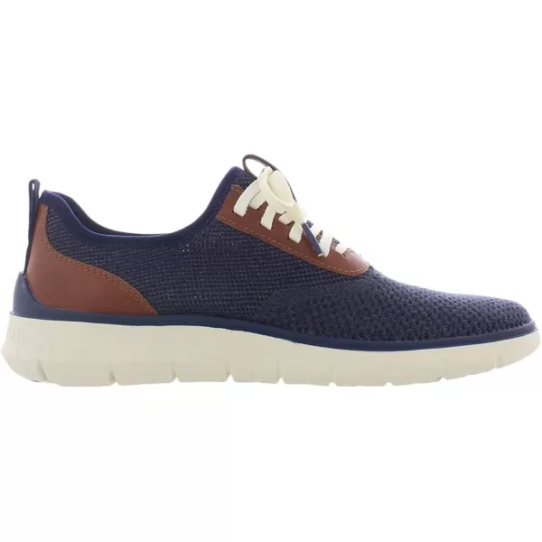 Cole Haan Mens Generation Zerogrand Stitchlite SneakerMarine BlueGray Pinstripe KnitCh British TanIvory