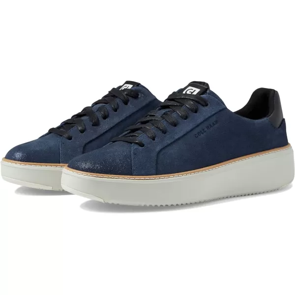 Cole Haan Womens Grandpro Topspin SneakerBlazer Blue Metallic Suede Leather