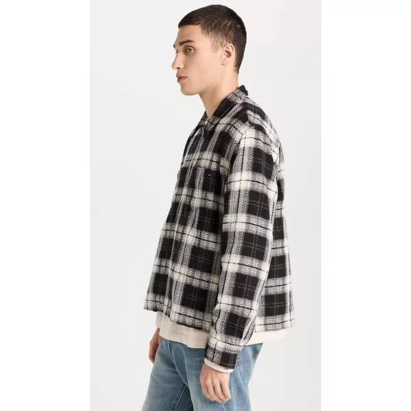 Corridor Mens Dobby Plaid Zip ShirtBlack