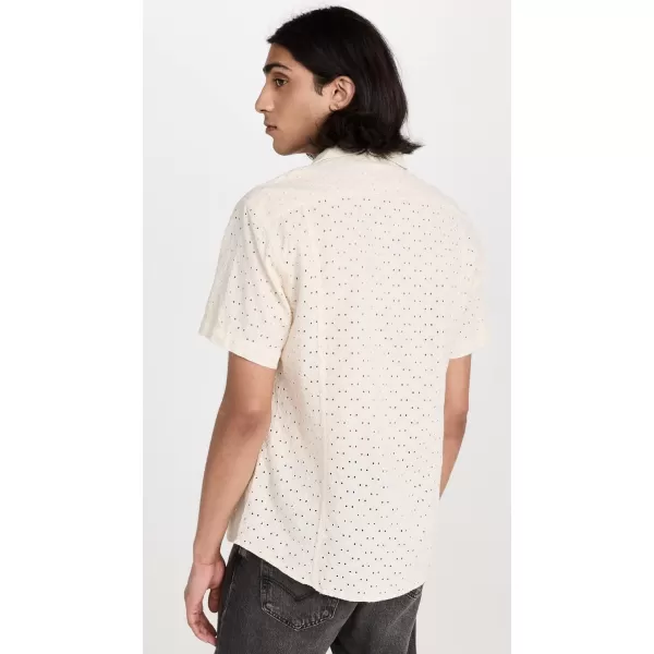 Corridor Mens Floral Eyelet Short Sleeve ShirtNatural