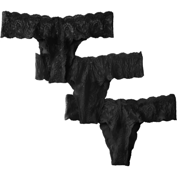 Cosabella Womens Never Say Never Cutie 3 Pack Low Rise ThongsBlackBlackBlack