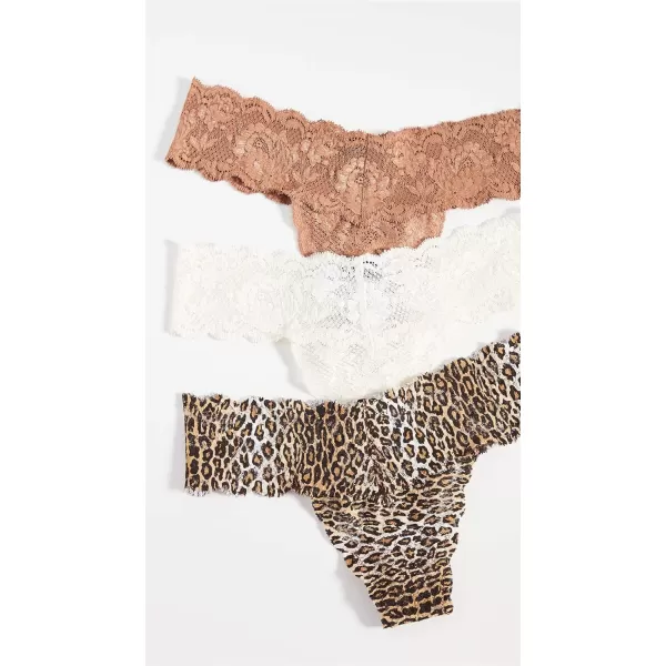 Cosabella Womens Never Say Never Cutie 3 Pack Low Rise ThongsCanvas Tre Nat Leopard