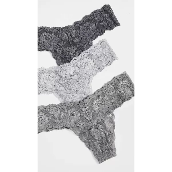 Cosabella Womens Never Say Never Cutie 3 Pack Low Rise ThongsDogryPlatinumAnthr