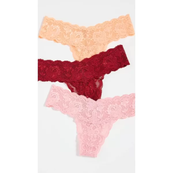 Cosabella Womens Never Say Never Cutie 3 Pack Low Rise ThongsJaipur PinkTaj SunriseRed