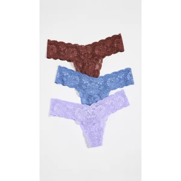 Cosabella Womens Never Say Never Cutie 3 Pack Low Rise ThongsTicino Luzerne Blue Alpine Flw