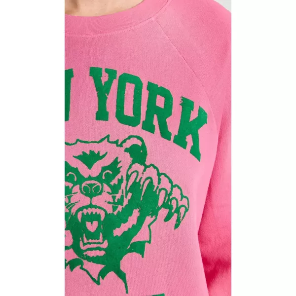 DAYDREAMER Womens New York State Bear Vintage SweatshirtSun Faded Pink Rouge