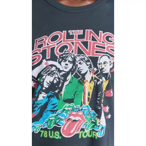 DAYDREAMER Womens Rolling Stones 78 US Tour Ringer TeeVintage Black