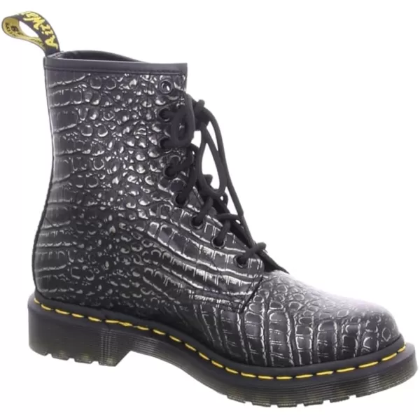 Dr Martens 1490 10Eye Leather Boot for Men and WomenGunmetal Wild Croc Emboss