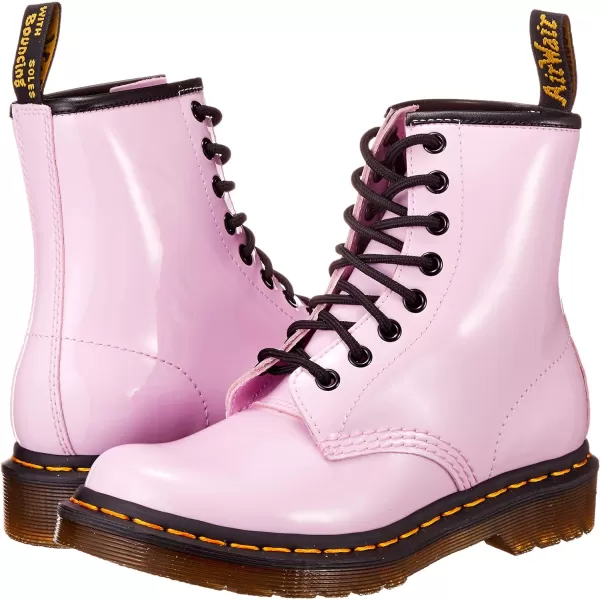 Dr Martens 1490 10Eye Leather Boot for Men and WomenPale Pink Patent Lamper