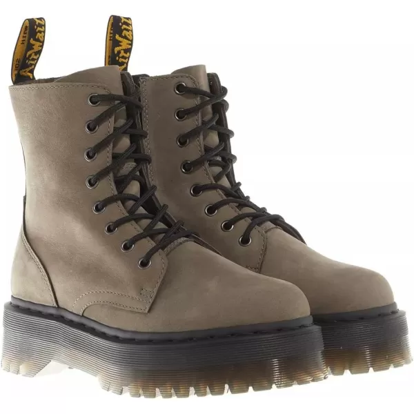 Dr Martens Jadon 8Eye Leather Platform Boot for Men and WomenNickel Grey Milled Nubuck Wp