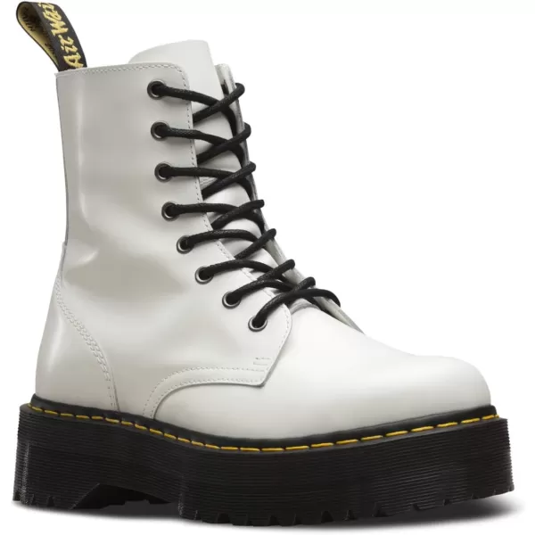 Dr Martens Jadon 8Eye Leather Platform Boot for Men and WomenWhite Polished Smooth