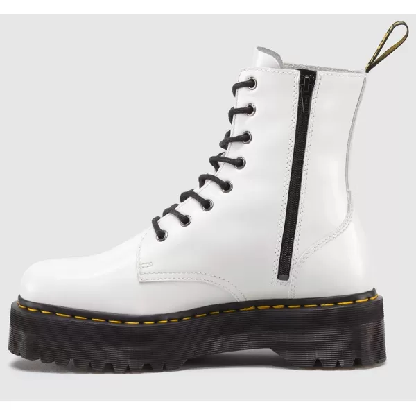 Dr Martens Jadon 8Eye Leather Platform Boot for Men and WomenWhite Polished Smooth