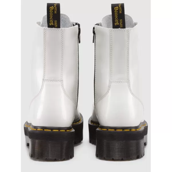 Dr Martens Jadon 8Eye Leather Platform Boot for Men and WomenWhite Polished Smooth