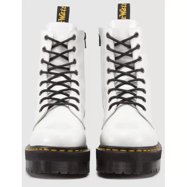 Dr Martens Jadon 8Eye Leather Platform Boot for Men and WomenWhite Polished Smooth