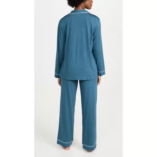 Eberjey Gisele Classic Womens Pajama Set  Long Sleeve Shirt  Long PantsHeritage BlueIvory