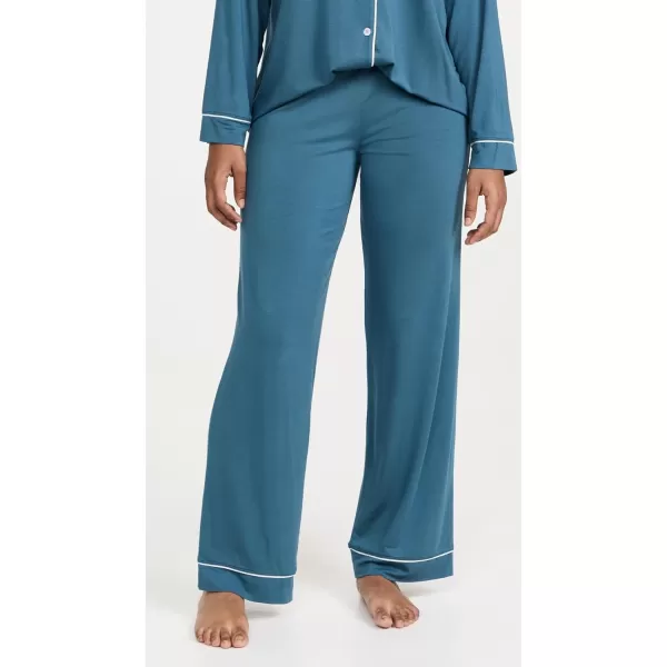 Eberjey Gisele Classic Womens Pajama Set  Long Sleeve Shirt  Long PantsHeritage BlueIvory