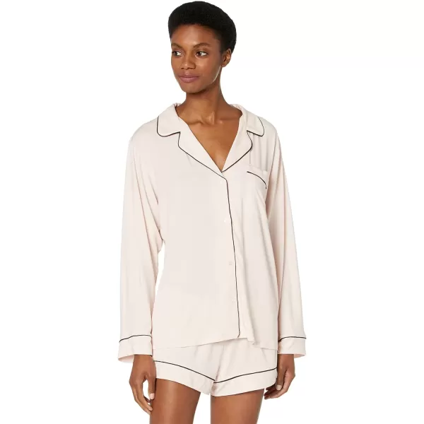 Eberjey Gisele Classic Womens Pajama Set  Long Sleeve Shirt  ShortsSorbetBlack