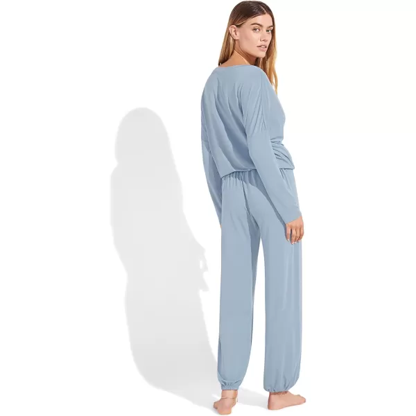 Eberjey Gisele Modal Womens Pajama Slouchy Set  Long Sleeve Top w Scoop NecklineCielNavy