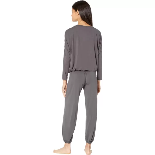 Eberjey Gisele Modal Womens Pajama Slouchy Set  Long Sleeve Top w Scoop NecklineGraphiteIvory