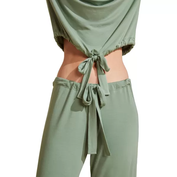 Eberjey Gisele Modal Womens Pajama Slouchy Set  Long Sleeve Top w Scoop NecklineMineral Green