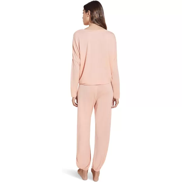 Eberjey Gisele Modal Womens Pajama Slouchy Set  Long Sleeve Top w Scoop NecklineRose Cloud