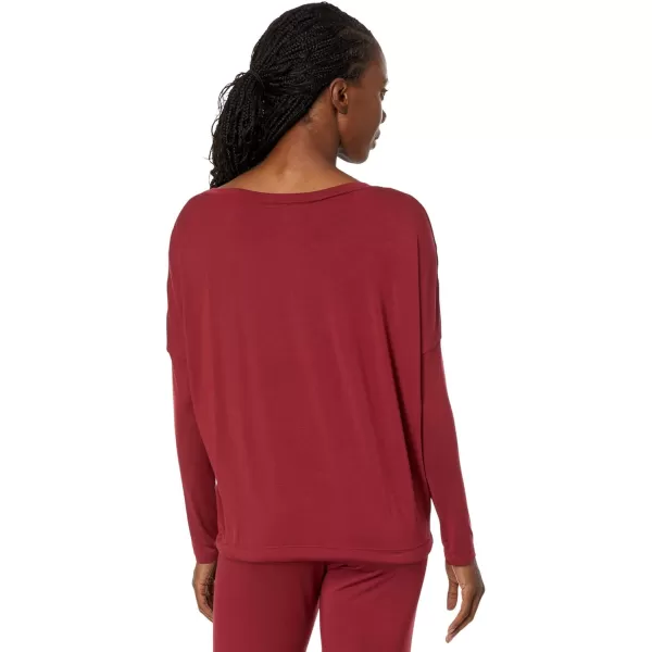 Eberjey Gisele Modal Womens Pajama Slouchy Set  Long Sleeve Top w Scoop NecklineSangriaSangria