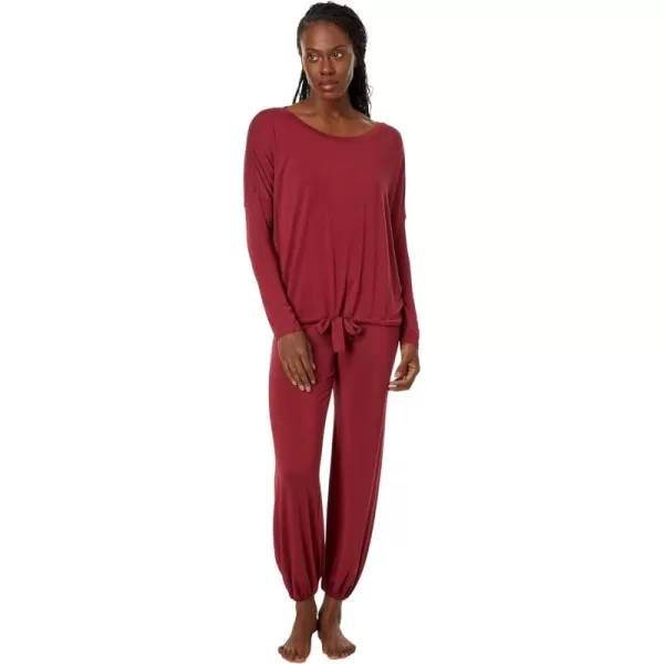 Eberjey Gisele Modal Womens Pajama Slouchy Set  Long Sleeve Top w Scoop NecklineSangriaSangria