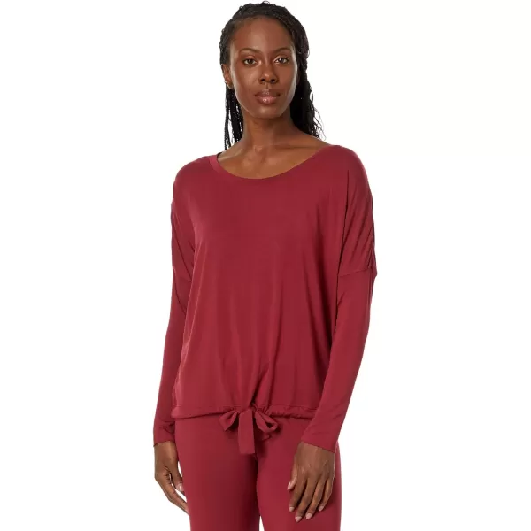 Eberjey Gisele Modal Womens Pajama Slouchy Set  Long Sleeve Top w Scoop NecklineSangriaSangria