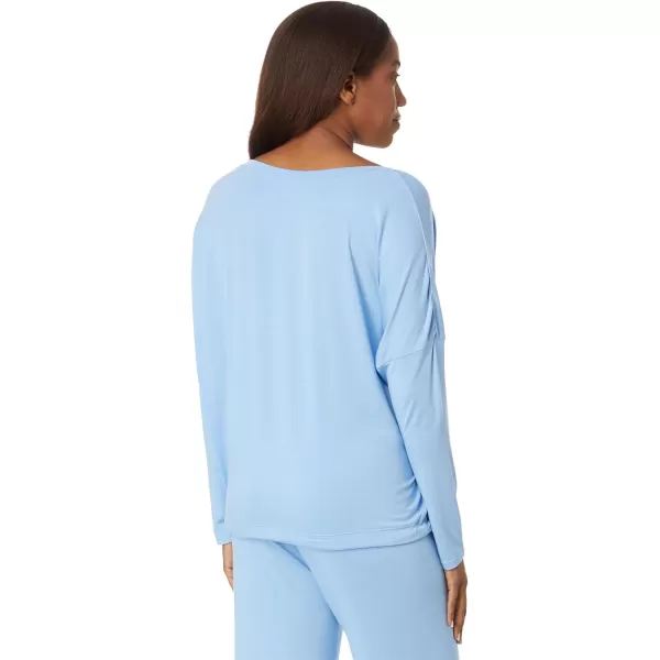 Eberjey Gisele Modal Womens Pajama Slouchy Set  Long Sleeve Top w Scoop NecklineVista Blue