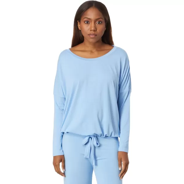 Eberjey Gisele Modal Womens Pajama Slouchy Set  Long Sleeve Top w Scoop NecklineVista Blue