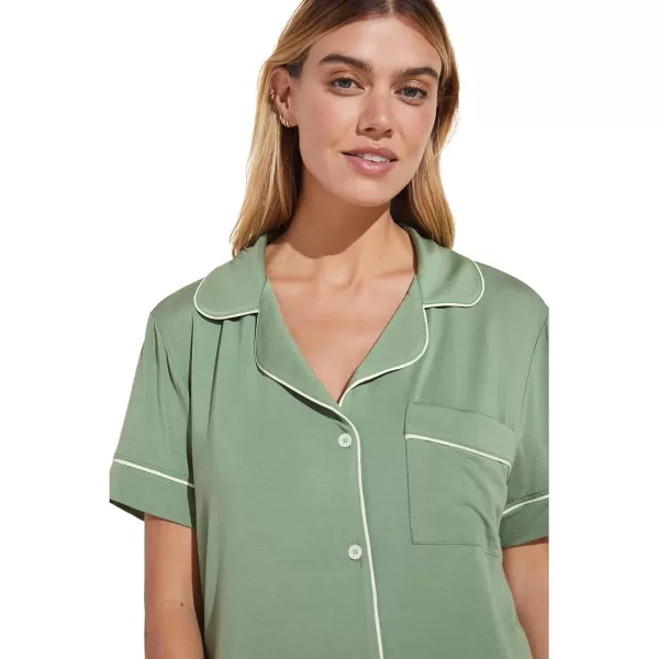 Eberjey Gisele Relaxed Womens Short PJ SetMineral GreenIvory