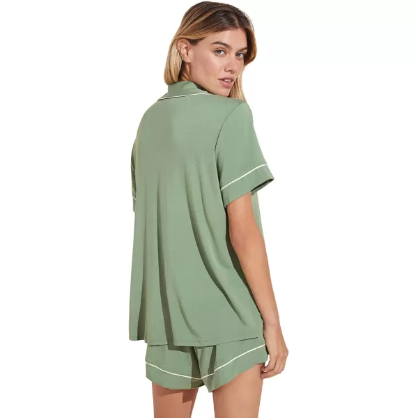 Eberjey Gisele Relaxed Womens Short PJ SetMineral GreenIvory