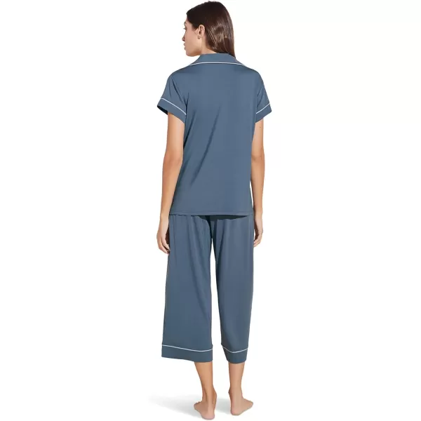 Eberjey Gisele Short Sleeve and Cropped Pant PJ SetCoastal BlueIce Blue