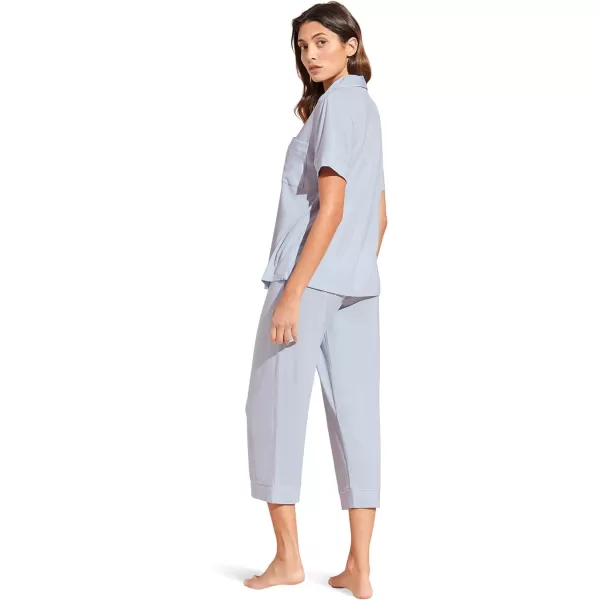 Eberjey Gisele Short Sleeve and Cropped Pant PJ SetIce BlueIvory