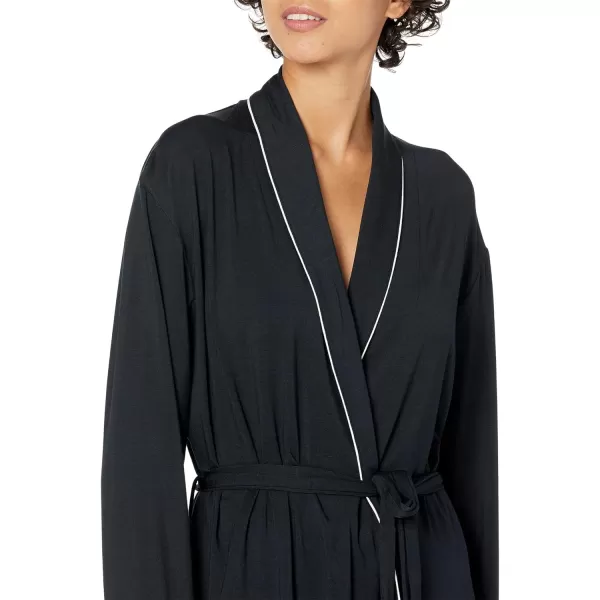 Eberjey Gisele Tuxedo Womens Robe  Wrap Front with Waist TieBlackSorbet