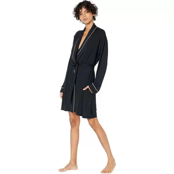 Eberjey Gisele Tuxedo Womens Robe  Wrap Front with Waist TieBlackSorbet