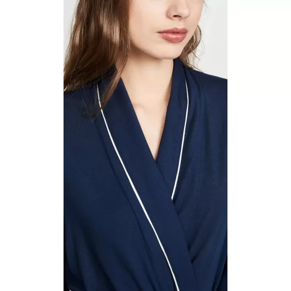 Eberjey Gisele Tuxedo Womens Robe  Wrap Front with Waist TieNavyIvory