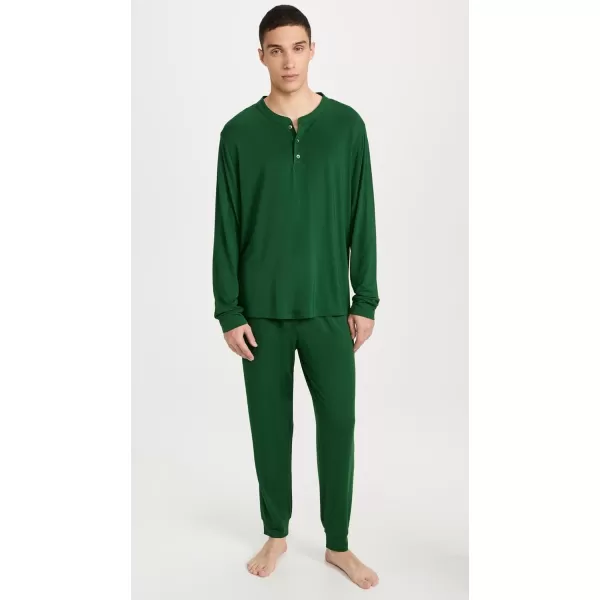 Eberjey Mens Henry Long PJ SetForest Green