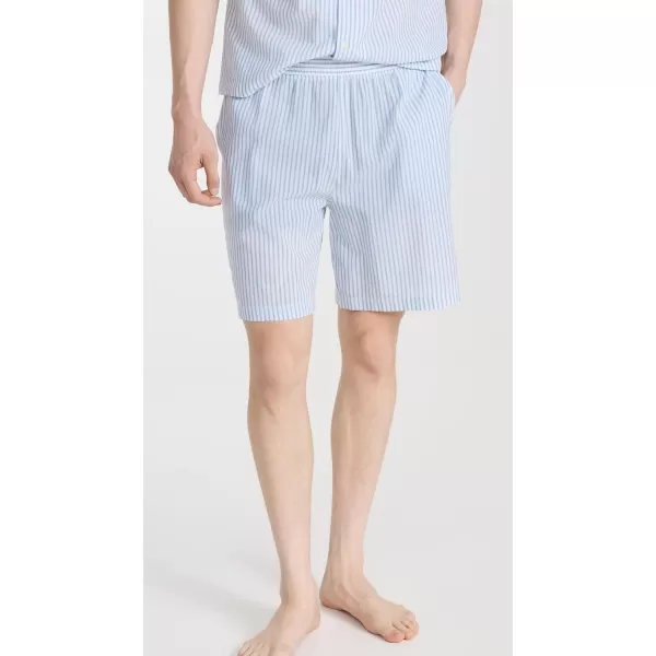 Eberjey Mens Notch Collar Short PJ SetNautico Stripe Azure