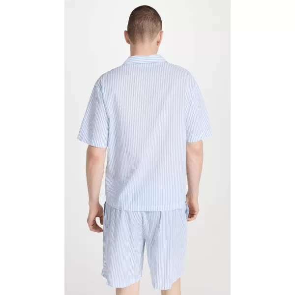 Eberjey Mens Notch Collar Short PJ SetNautico Stripe Azure