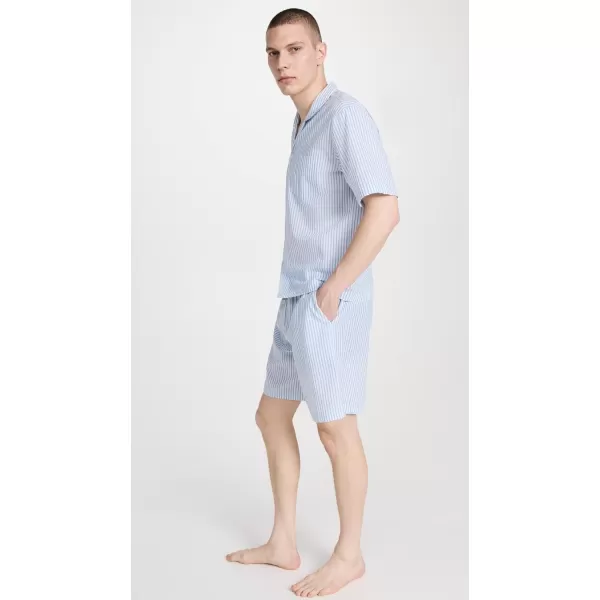 Eberjey Mens Notch Collar Short PJ SetNautico Stripe Azure