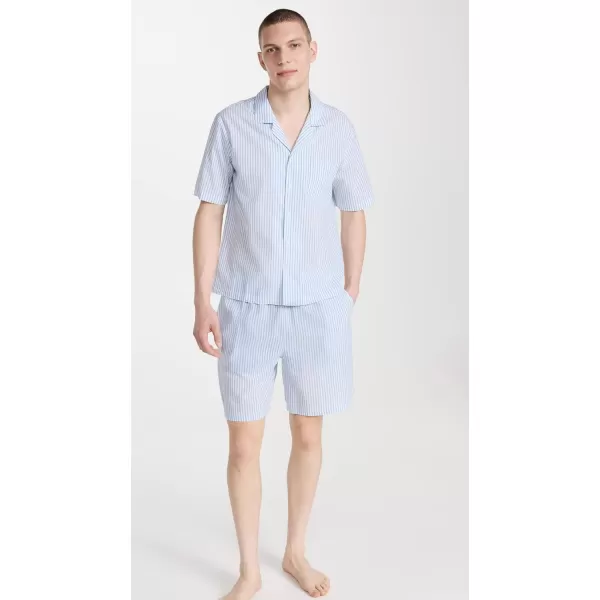 Eberjey Mens Notch Collar Short PJ SetNautico Stripe Azure