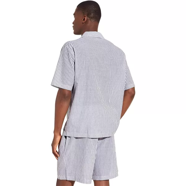 Eberjey Mens Notch Collar Short PJ SetNautico Stripe Graphite