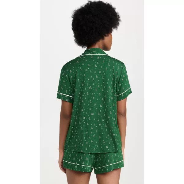 Eberjey Womens GISELE PRINTED RELAXED SHORT PJ SETWinterpine Forest GreenIv